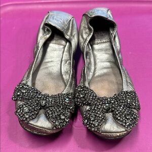 Tory Burch Metallic Silver Leather ballet Flats—please read!